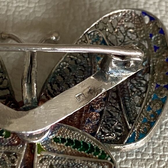 Sterling silver & enamel pin - Picture 3 of 3